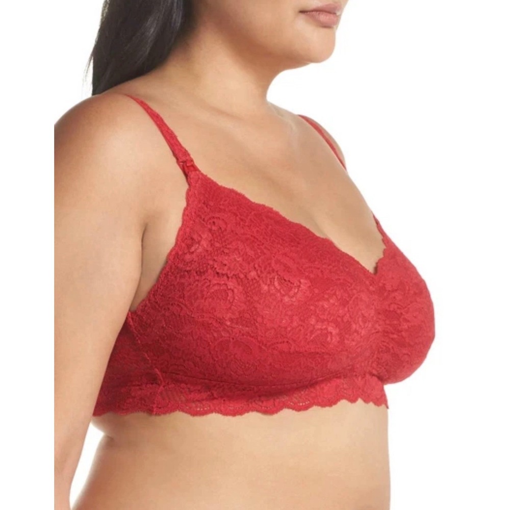 Cosabella Red Floral Lace Nursing Bralette Drop Down Clip Breastfeeding Bra